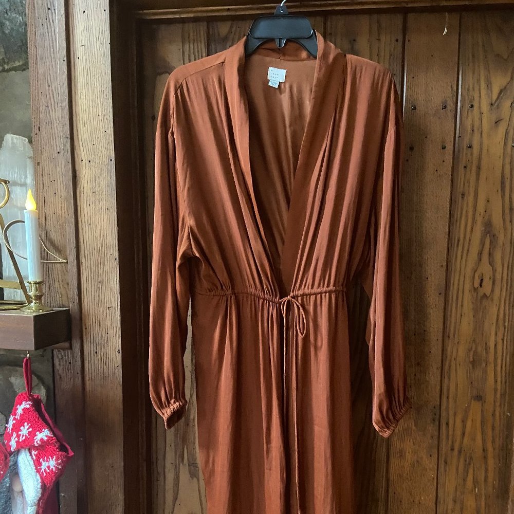 Rust color silky long shrug